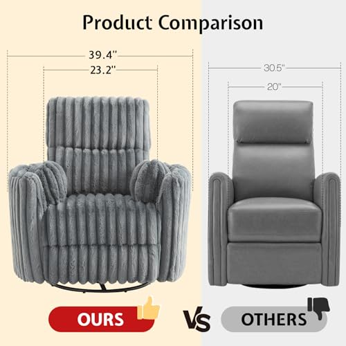 Oversized Swivel Rocking Nursery Recliner Chair with USB and Corduroy
