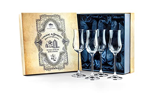 Set of 4 Crystal Cognac & Spirits Snifter Glasses - Elegant Tulip Design, 4 oz