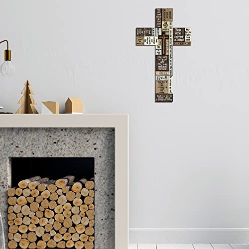 14-Inch Wooden Cross Wall Decor with Inspirational Scripture Sayings