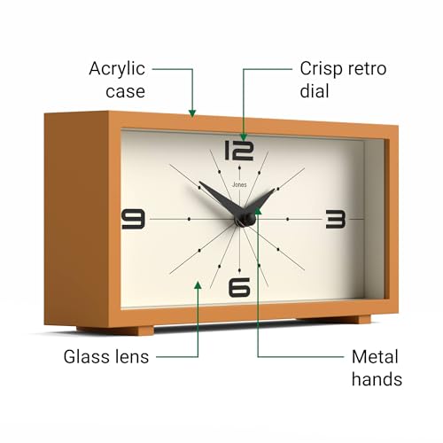 Modern Rectangular Desk Clock - Mustard Yellow Retro Shelf Clock