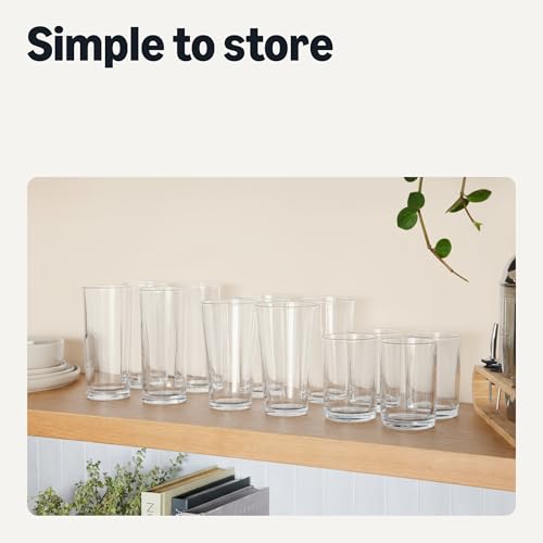16 oz. Pint Glasses, Set of 4, Durable Clear Glass for Home Bar and Kitchen