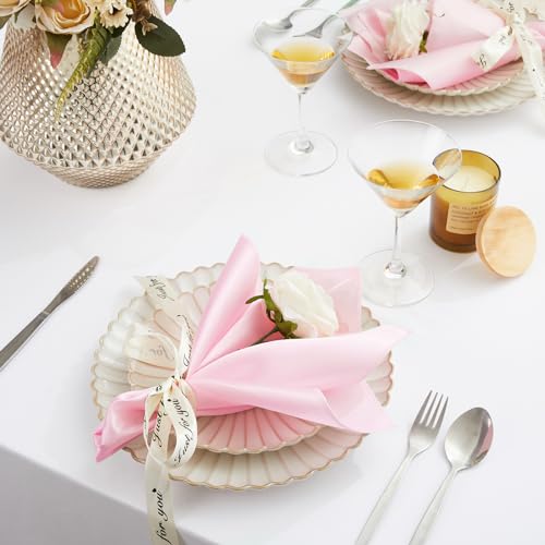 50-Pack Light Pink Satin Napkins 17x17 Inch - Washable Soft Table Linens