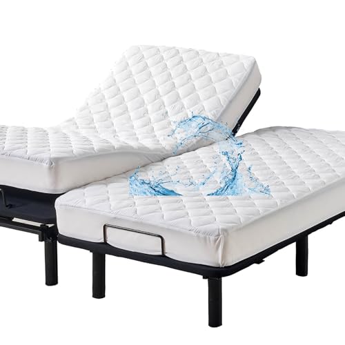 Waterproof Split King Mattress Protector Pad for Adjustable Beds, 2-Pack