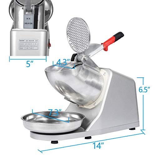 Saicool Silver Electric Ice Shaver Machine 300W 2000RPM Snow Cone Maker