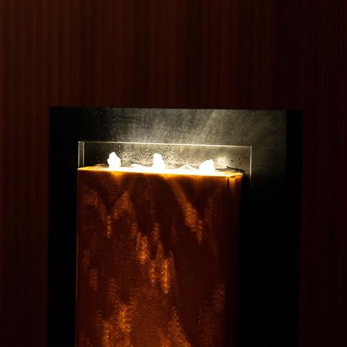 47.2-Inch Zinc Metal Water Fountain with LED Lights for Indoor & Outdoor