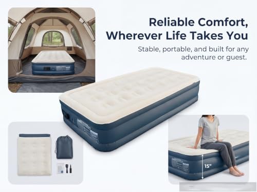 Twin Air Mattress with Built-In Pump - 18" Raised Inflatable Guest Bed