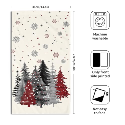 ABSOP Christmas Gray Red Tree Hand Towels 14.4 x 28.3 in (Pack of 2) Xmas