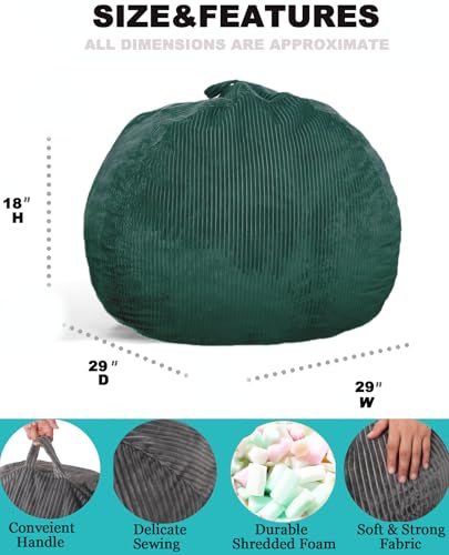 Faux Rabbit Fur Bean Bag Chair for Kids - Soft Memory Foam Floor Seat