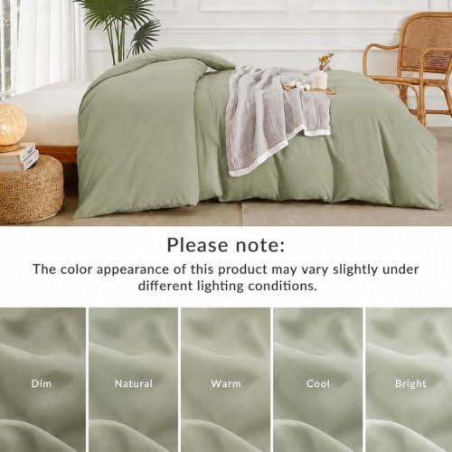 Egyptian Cotton Duvet Cover, Super King Size, Solid Sage Green