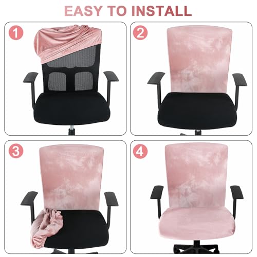 Stretchable Office Chair Covers Set with Armrest - Light Pink