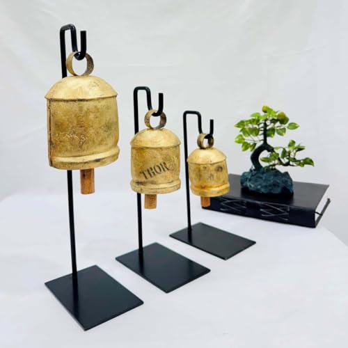 Brass Rustic Christmas Cow Bells Set of 3 - Handmade Holiday Decor