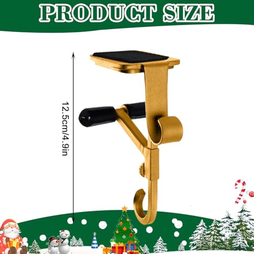 Adjustable Fireplace Stocking and Garland Hanger, 3-Pack Gold Metal Hooks