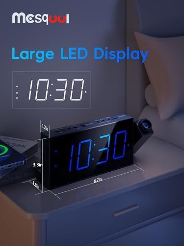 Digital Projection Alarm Clock with 180° Rotatable Projector & Dual Alarms