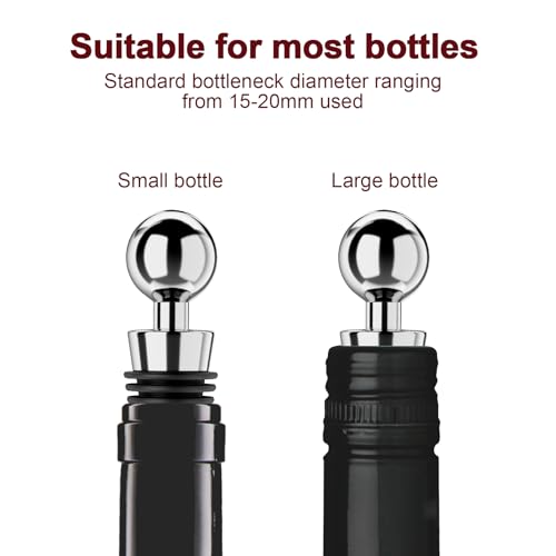 Reusable Vacuum Wine Bottle Stoppers - 3-Pack Leak-Proof Wine Savers (Silver)