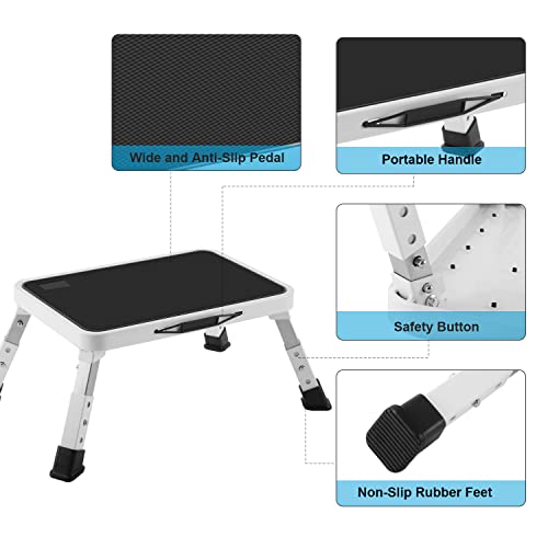 Height-Adjustable Folding Step Stool with Non-Slip Platform (330 lbs Capacity)