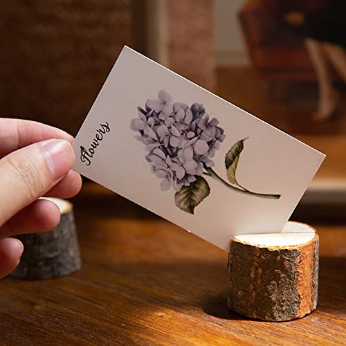 50-Piece Rustic Wooden Place Card Holders with Kraft Paper Cards