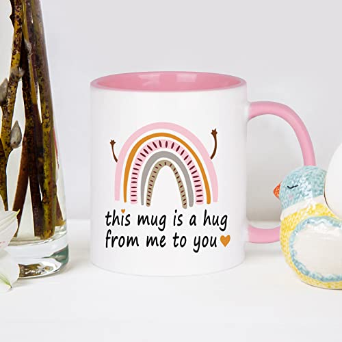 WENSSY Friendship Hug Mug 11oz Pink & White for Best Friends & Gifts