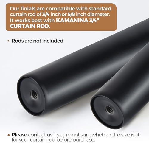 Decorative Twisted Cage Curtain Rod Finials, Black, 2 Pack