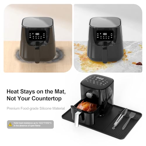 24x16 Inch Silicone Heat-Resistant Mat with Holder for Air Fryer Microwave Oven - Black, Garolue