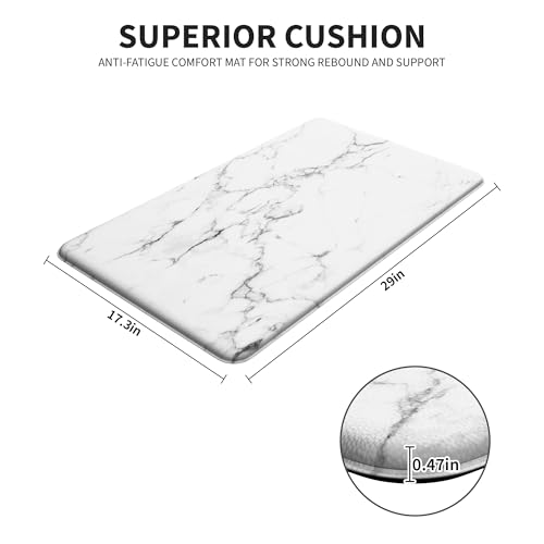 Marble Kitchen Anti-Fatigue Mat, Cushioned Waterproof Standing Desk Rug