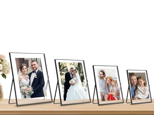 GorYeeFine 8x10 Inch Black Floating Metal Beaded Photo Frame with Tempered Glass - 1 Pack