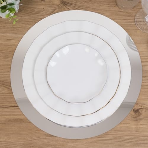 16-Inch Round Glass Mirror Centerpiece Plates - 12 Pack for Table Decor