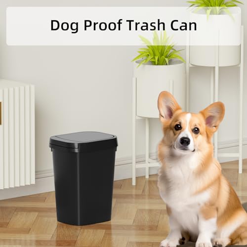 3 Pack Small Trash Can with Lid 2.6 Gallon Slim Matte Black Wastebasket