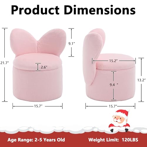 Plush Butterfly Toddler Chair with Storage - Pink Kids Reading Ottoman