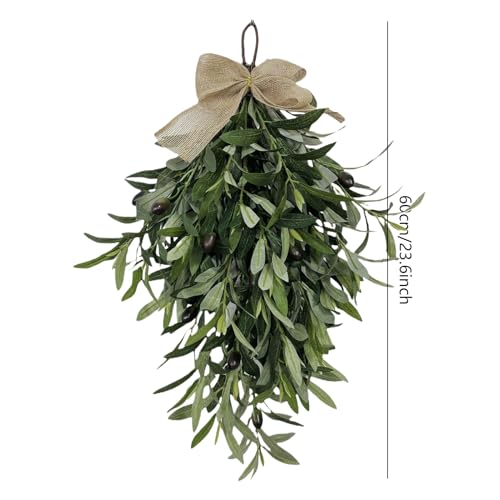 Artificial Olive Teardrop Swag 24-Inch Wall-Mounted Garland Decor