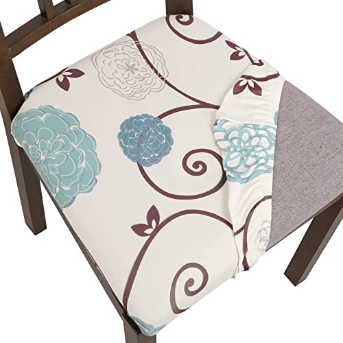 Stretch Chair Seat Covers Set of 6 - Removable Washable Cushion Slipcovers