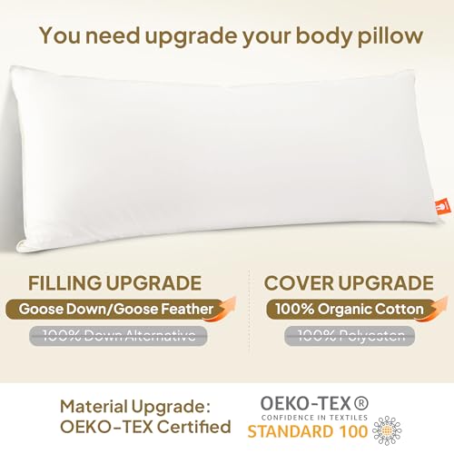 Cooling Goose Down Body Pillow for Side Sleepers - 20x54