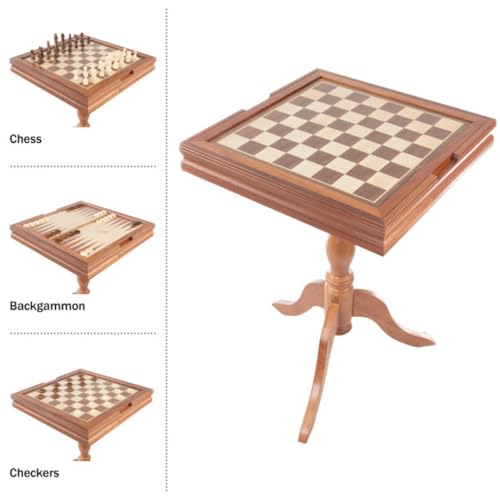 2-in-1 Reversible Chess and Backgammon Game Table with Storage