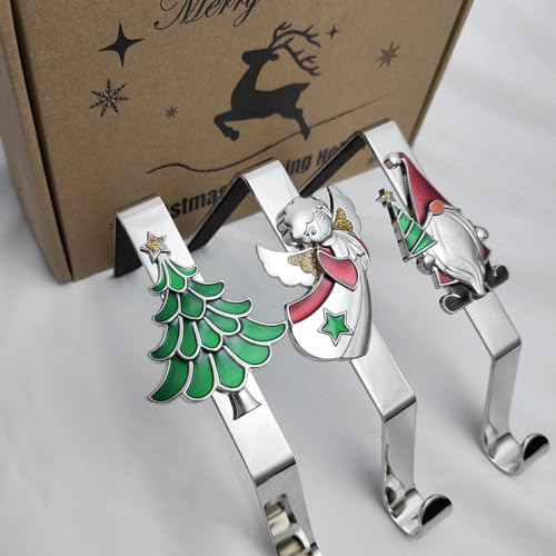 Christmas Stocking Holders for Mantle, Set of 4 Non-Slip Fireplace Hangers