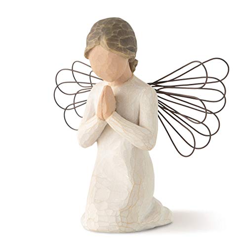 Sculpted Kneeling Angel Figurine - Hand-Painted Prayer & Baptism Gift