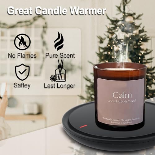 Heness Classic Black Candle & Coffee Warmer with Auto Shut Off - Desk Accessory