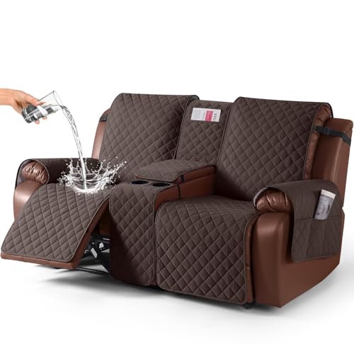 Waterproof Loveseat Recliner Cover with Console, Anti-Slip Protector