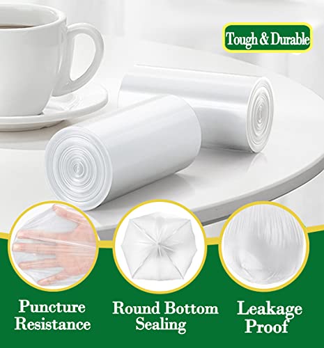 2 Gallon Small Clear Trash Bags - 120 Count Strong Bathroom Liners