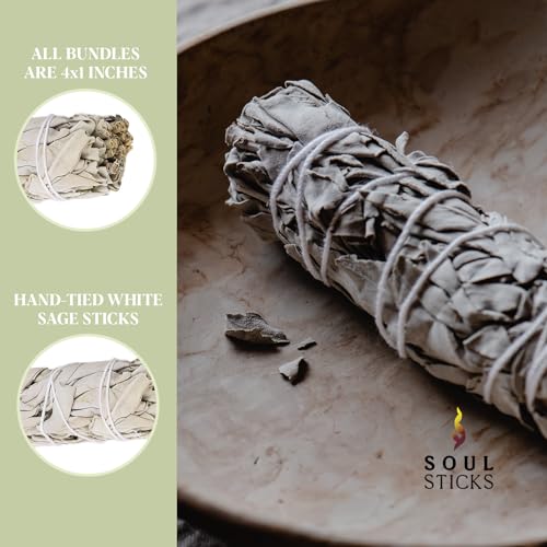 Organic White Sage Smudge Sticks 4-Inch Bundle for Home Cleansing Rituals