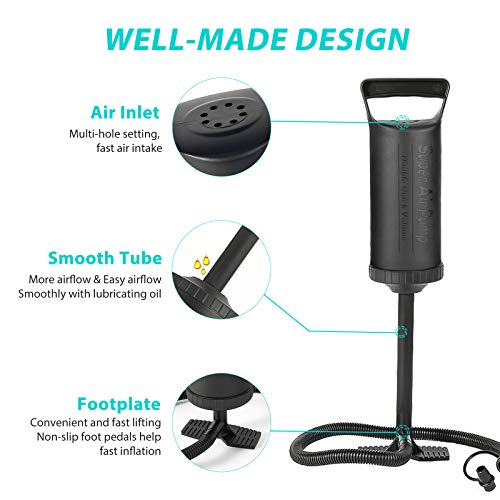 Portable Double Action Manual Air Pump with 3 Nozzles for Inflatables