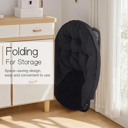 Faux Fur Saucer Chair, Foldable Moon Chair for Bedroom and Dorm