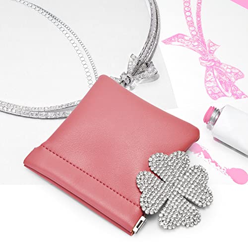 Woodten Large Pink PU Leather Travel Jewelry Pouch 4.21x4.33 inch
