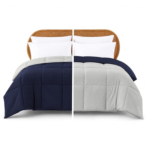 Modern Threads Reversible Down Alternative Comforter - Twin, Navy/Silver