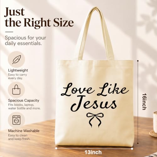 Jesus Christian Gifts for Women Canvas Tote Bag - Faith Inspirational Religious Gift EEooooX 919