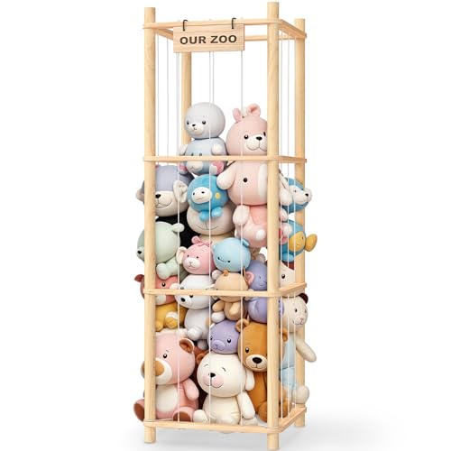Woodure Wooden Stuffed Animal Storage Zoo & Toy Holder for Playrooms