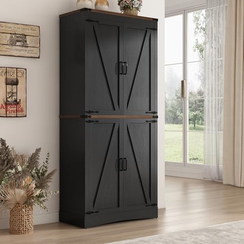 71" Tall Farmhouse Kitchen Pantry Cabinet with Adjustable Shelves