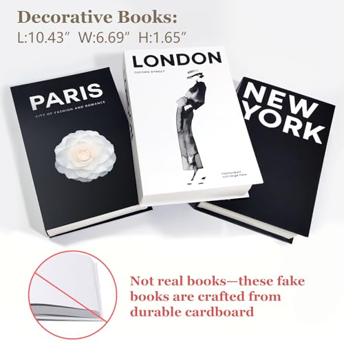 Faux Decorative Book Set of 3, Modern Coffee Table & Shelf Decor Boxes