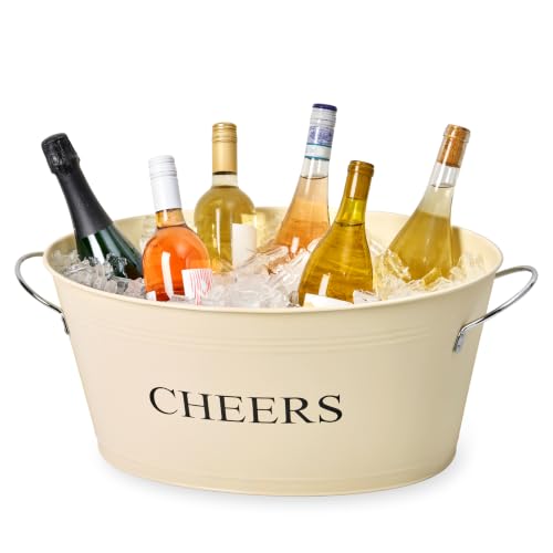 Cheers Twine Galvanized Beverage Tub - Large 6.3 Gallon Drink Cooler for Parties