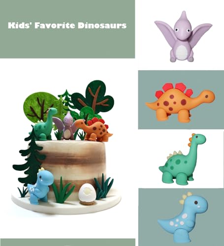 19pc Dinosaur Cake Topper Set for Kids Birthday Party Decorations