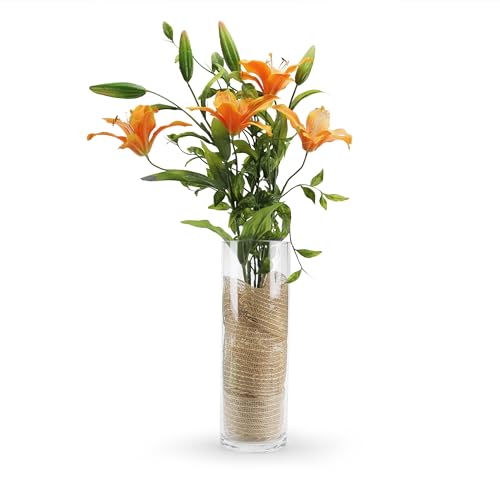 Clear Cylinder Glass Vase 4" x 12" for Centerpieces & Floating Candles