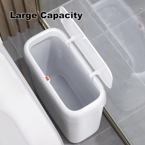 Slim Trash Can with Press Top Lid - 10L / 2.7 Gallon Small Garbage Bin